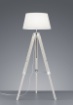 Immagine di Piantana Moderna Treppiede Legno Tessuto Bianco Tripod H143 cm Trio Lighting