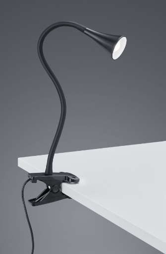 Immagine di Lampada da Scrivania Led Viper Nero Con Pinza H35 cm Trio Lighting