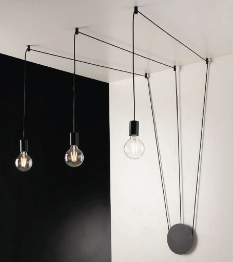 Immagine di Lampada Soffitto Parete Con Decentramento Habitat PL3 Nero Fan Europe