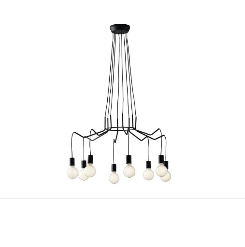 Immagine di Lampadario Nero Ragno Pendenti 8 Luci Ragno Habitat Fan Europe