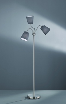 Immagine di Piantana Windu Nichel con Paralumi Grigi E27 H140 cm Trio Lighting