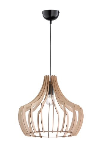 Immagine di Sospensione Singola Paralume Bacchette Legno Naturale Wood Ø44 cm Trio Lighting