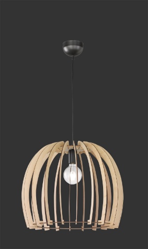 Immagine di Sospensione Wood Cupola Listelli Legno Naturale Ø50 cm Trio Lighting