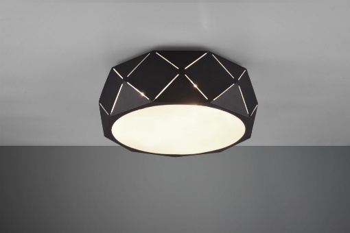 Immagine di Plafoniera Nera 3xE27 Zandor Rombi Tagli Laser Trio Lighting