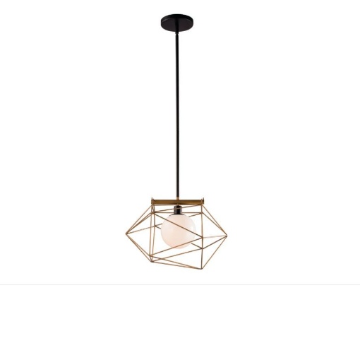 Immagine di Lampadario Geometrico Gabbia Metallo Nero Oro Abraxas Fan Europe