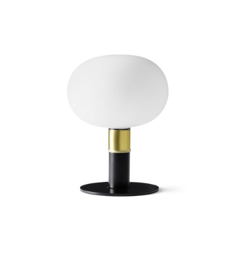 Immagine di Lumetto Tavolo Design Moderno Inserto Oro Sfera Bianco Latte Ø14 cm Mose Miloox