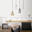 Immagine di Sospensione Decorativa Ebe + Adone 4xE27 Vetri Trasparente + Miele + Fumè Miloox