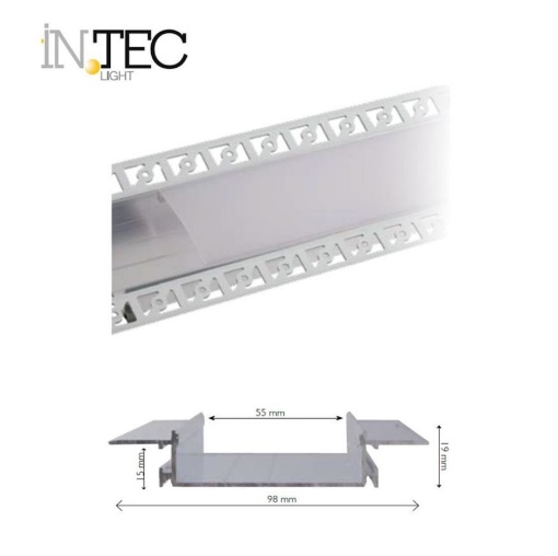 Immagine di Profilo Incasso In Alluminio Per Strip Led Gorizia XL 2 mt Intec Light