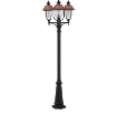 Immagine di Lampione Grande 230cm Da Giardino Tre Lanterne Nero Rame Venezia Intec Light