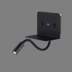 Immagine di Applique Nera per Camera da Letto Calma con Mensola Spot Led e Usb ACB