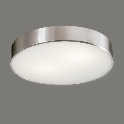 Immagine di Plafoniera Rotonda Bordo Nichel Dins Led 24W CCT Vetro Bianco Ø32 cm IP44 ACB