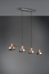 Immagine di Sospensione in Linea Nichel Anticato Gaya 4xE14 Inserti Legno Trio Lighting