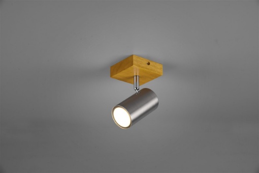 Immagine di Faretto Base Legno e Spot GU10 Nichel Orientabile Marley Trio Lighting