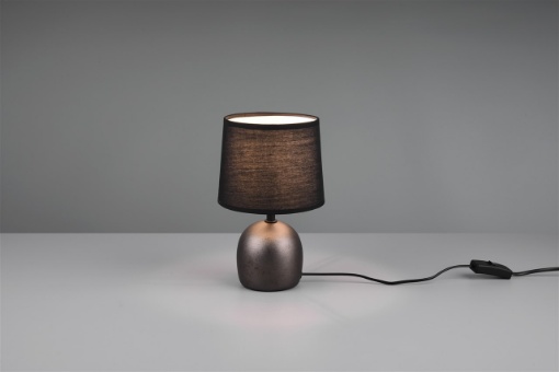 Immagine di Lumetto Malu Ceramica Finitura Anticato Paralume Tessuto Nero Trio Lighting