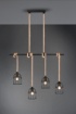 Immagine di Sospensione Wodan Asta Nera 4 Corde Regolabili con Gabbie Metalliche Nere Trio Lighting