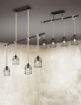 Immagine di Sospensione Wodan Asta Nera 4 Corde Regolabili con Gabbie Metalliche Nere Trio Lighting