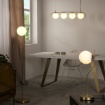 Picture of Piantana Design Maui Oro Anticato Paralume Sfera Vetro Bianco H145 cm ACB