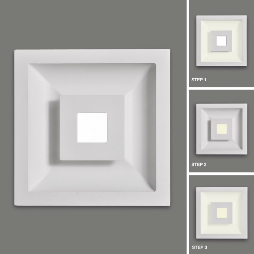 Immagine di Lampada Bianca da Incasso Rexa 3 Accensioni Led Quadrata 12x12 cm ACB