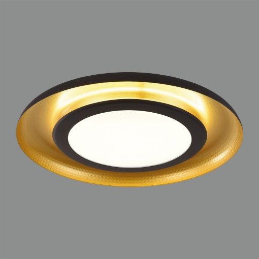 Immagine di Plafoniera Design Moderno Disco Led Shiitake Nero e Oro Ø55 cm ACB