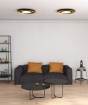 Immagine di Plafoniera Design Moderno Disco Led Shiitake Nero e Oro Ø55 cm ACB