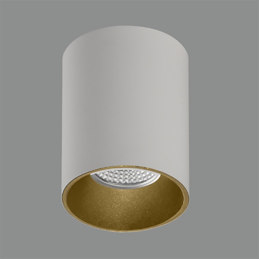 Immagine di Plafone Spot Cilindro Fisso Alluminio Soul Bianco e Oro GU10 Ø8 cm ACB