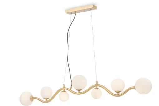 Immagine di Lampadario Moderno Uva Struttura Onda Oro 7 Sfere Vetro Bianco Maytoni