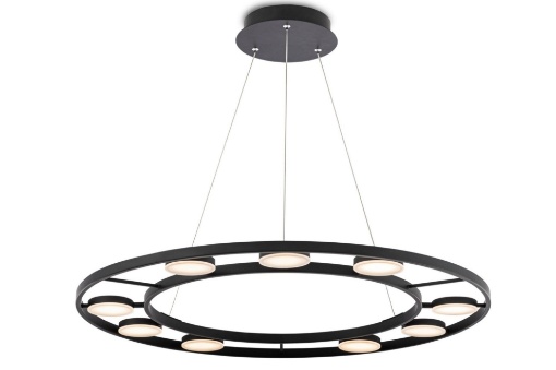 Immagine di Grande Lampadario Fad Disco Nero 80 cm 9 Luci Led 63w 3000k Maytoni