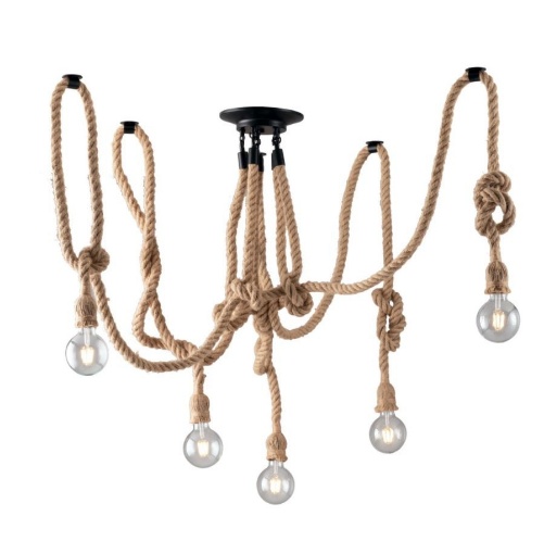 Picture of Lampadario In Corda Cinque Luci Con Decentramento Rope PL5 Fan Europe