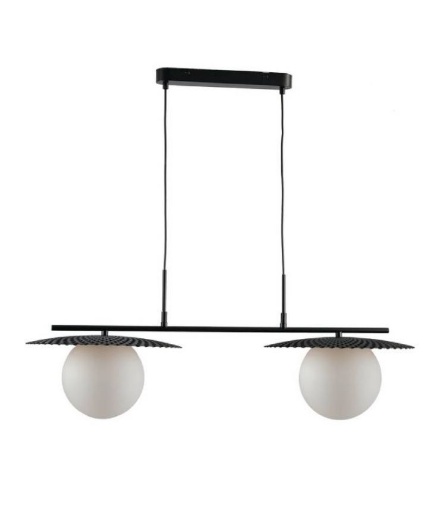 Immagine di Lampadario Design Sfere Vetro Metallo Nero 2 Luci Chaplin Fan Europe