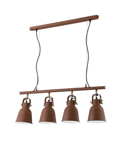 Immagine di Lampadario Industriale Metallo Corten Per Tavolo 4 Luci Orientabili Legend S4 Fan Europe