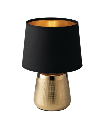 Lampada da Tavolo Lampadario Camera Letto Comodino Ceramica Tessuto Oro  Nero