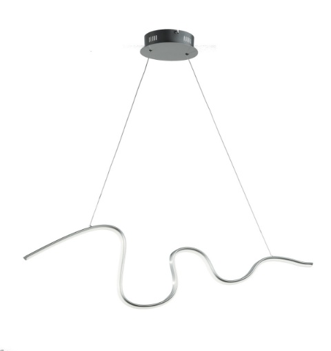 Immagine di Lampadario Profilo Ondulato Led Dimmerabile 3000K Snake Argento Ondaluce