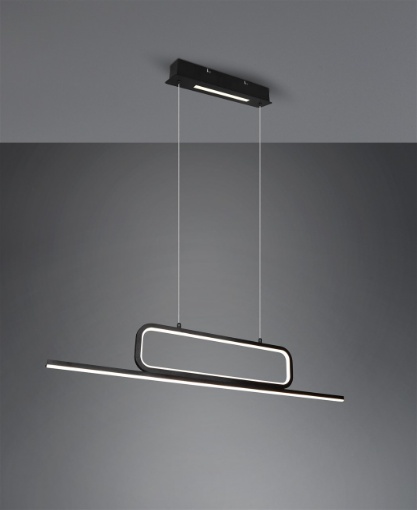 Immagine di Sospensione Lineare Nera Moderna per Ufficio Aick Led Switch Dimmert Trio Lighting