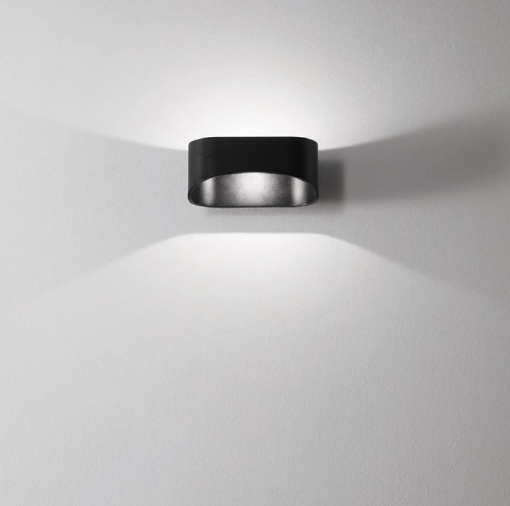 Immagine di Applique Drappo Piccola Nero 18 cm Led 10w Luce Sopra Sotto Isyluce 933B