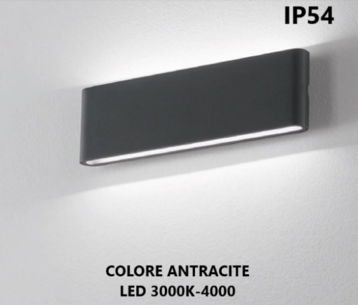 Immagine di Applique Biemissione Per Esterni LED 30w Wallet Antracite IP54 Isyluce 511-20