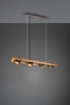 Immagine di Sospensione Industrial Asta Lineare Legno 4 Spot Orientabili Metallo Anticato Bell Trio Lighting