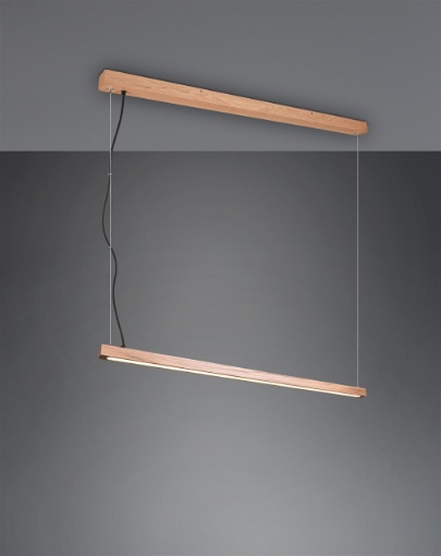 Immagine di Lampadario Bacchetta Legno Vintage Doppio Led Sopra e Sotto Bellari Trio Lighting