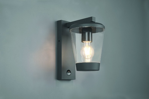 Immagine di Applique Lanterna Con Sensore Cavado Alluminio Antracite IP44 Trio Lighting