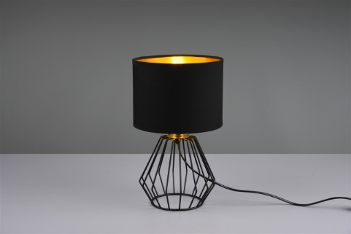 Immagine di Lumetto Chuck Base Metallica Geometrica Paralume Nero e Oro Trio Lighting