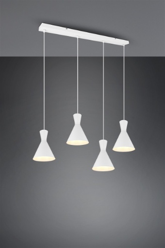 Immagine di Sospensione Lineare per Isola Cucina Enzo 4xE27 Bianco Trio Lighting