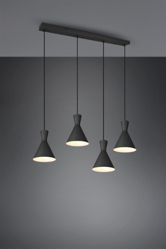 Immagine di Sospensione Lineare Enzo 4xE27 Nero Opaco Trio Lighting