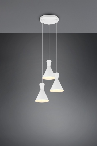 Immagine di Lampadario Bianco da Cucina Enzo 3 Paralumi Conici E27 Trio Lighting