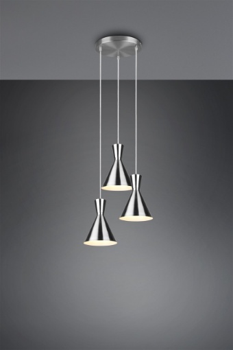 Immagine di Sospensione Nichel Rotonda Enzo 3 Coni E27 Trio Lighting