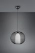 Immagine di Sospensione Paralume Vetro Opale Bianco e Gabbia Tonda Metallo Nero Filo Trio Lighting