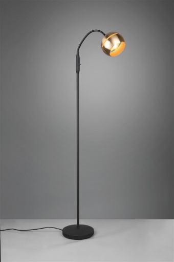 Immagine di Piantana Moderna Flessibile Sfera Ottone Fletcher Trio Lighting