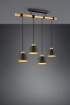 Immagine di Lampadario Barra Legno 4 Paralumi Nero Oro Harris Trio Lighting