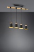 Immagine di Lampadario Barra Legno 4 Paralumi Nero Oro Harris Trio Lighting