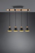 Immagine di Lampadario Barra Legno 4 Paralumi Nero Oro Harris Trio Lighting