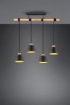 Immagine di Lampadario Barra Legno 4 Paralumi Nero Oro Harris Trio Lighting