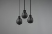 Immagine di Lampadario Sospensione Rotonda Base Legno 3 Pendel Cono Nero Henley Trio Lighting